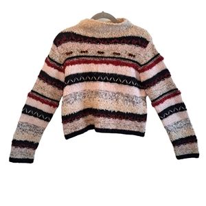 Boston Proper Wool Mohair Striped Cropped Sweater Size XS